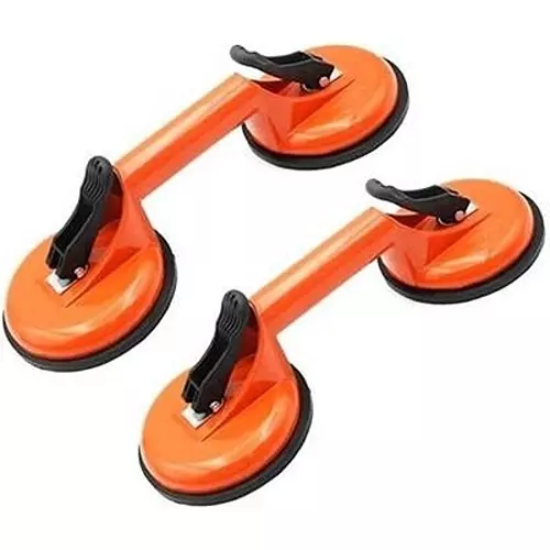 Flamingo Glass Carrying Handle/Lifter Puller 2 Cups 32 cm Aluminium, Rubber Red (Pack of 2 Pcs)