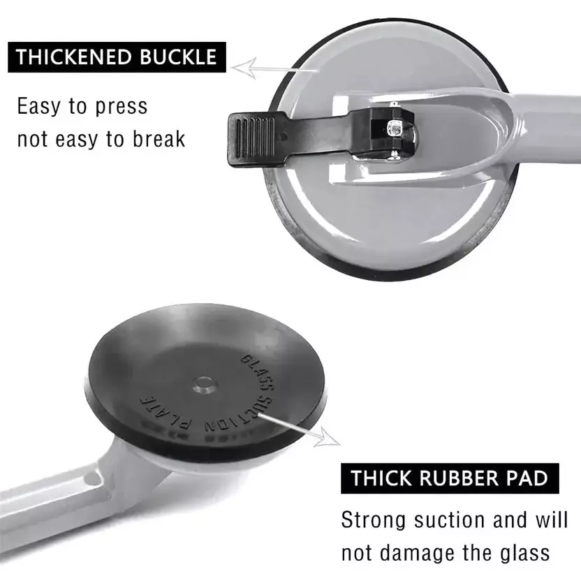 Darit Glass Lifting Suction with 2 Cups Grey & Black 32.4 cm Length Aluminium for Home & Professional Use