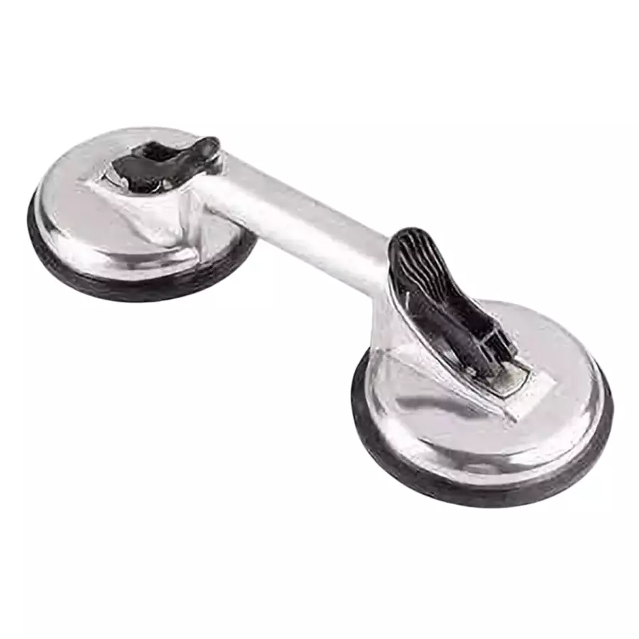 GENERIC Glass Suction Lifter with 2 Cups Silver & Black 13 cm Length Aluminium & Rubber for Home & Professional Use
