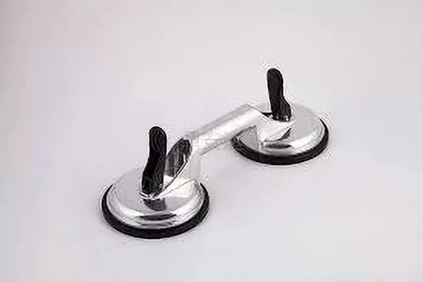 GENERIC Glass Suction Lifter with 2 Cups Silver & Black 13 cm Length Aluminium & Rubber for Home & Professional Use