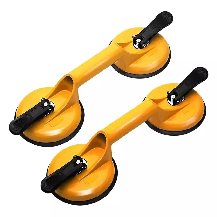 GENERIC Vacuum Lifter Suction Cup Yellow 10 cm Length Aluminium Hand Grip for Home & Professional Use, 2 Pcs