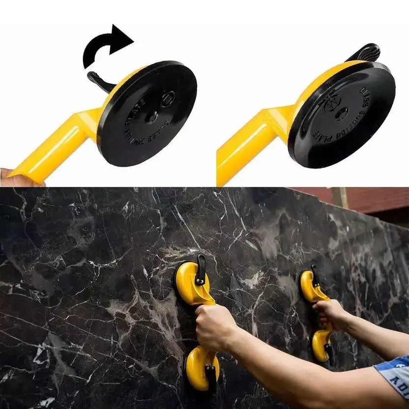 GENERIC Vacuum Lifter Suction Cup Yellow 10 cm Length Aluminium Hand Grip for Home & Professional Use, 2 Pcs