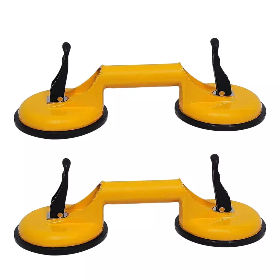 GENERIC Vacuum Lifter Suction Cup Yellow 30.48 cm Length Aluminium Hand Grip for Home & Professional Use, 2 Pcs