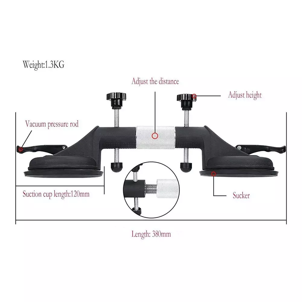 FLAMINGO ENTERPRISE Double Seam Setter Vacuum Suction Cups Stainless Steel & Rubber Black Hand Grip Present, FM-364 (Pack of 2)