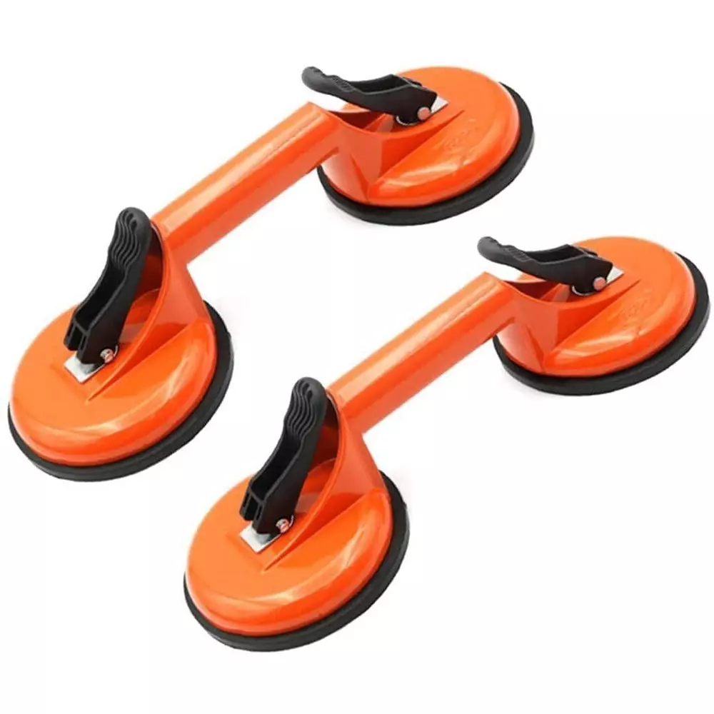 Flamingo Glass Carrying Handle/Lifter Puller 2 Cups 13 cm Aluminium, Rubber Red (Pack of 2 Pcs)