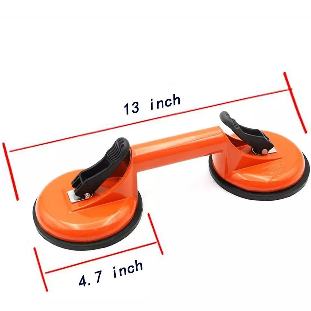 Flamingo Glass Carrying Handle/Lifter Puller 2 Cups 13 cm Aluminium, Rubber Red (Pack of 2 Pcs)