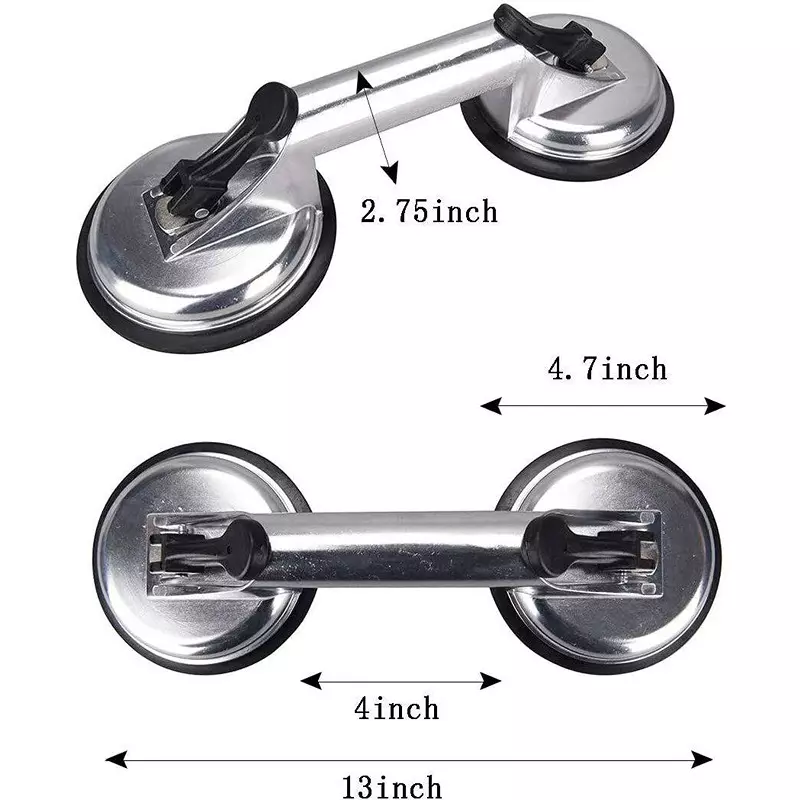 Flamingo Glass Carrying Handle/Lifter Puller 2 Cups 10 cm Aluminium, Rubber Silver (Pack of 2 Pcs)