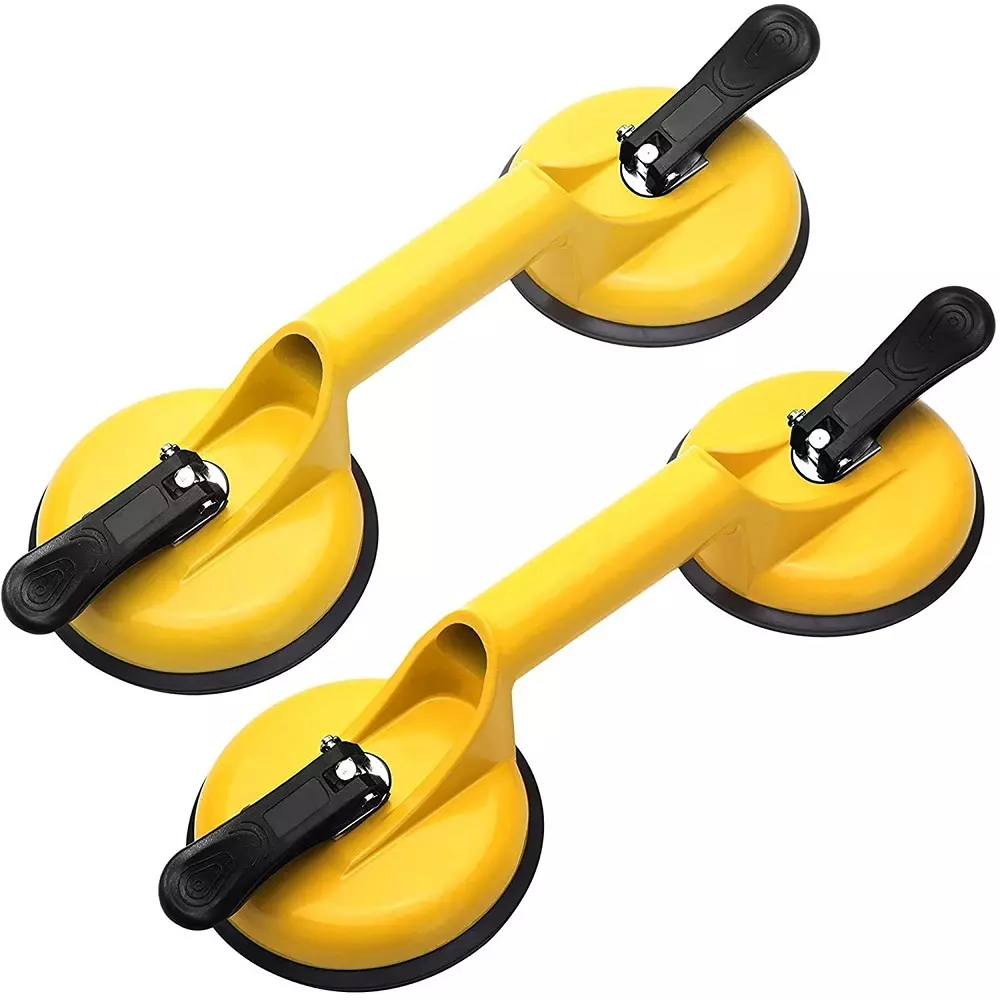 DY TOOLS Heavy Duty Glass Suction Cups Aluminum Vacuum Plate Handle Lifter for Glass, Tiles, Floor Gaps & Dent Pulling (Pack of 2)