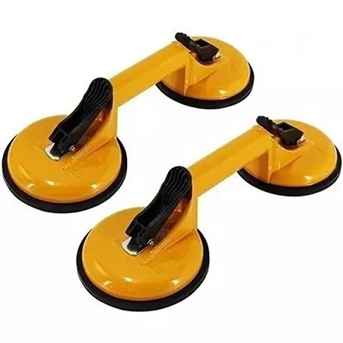 Flamingo Glass Carrying Handle/Lifter Puller 2 Cups 25 cm Aluminium, Rubber Yellow (Pack of 2 Pcs)