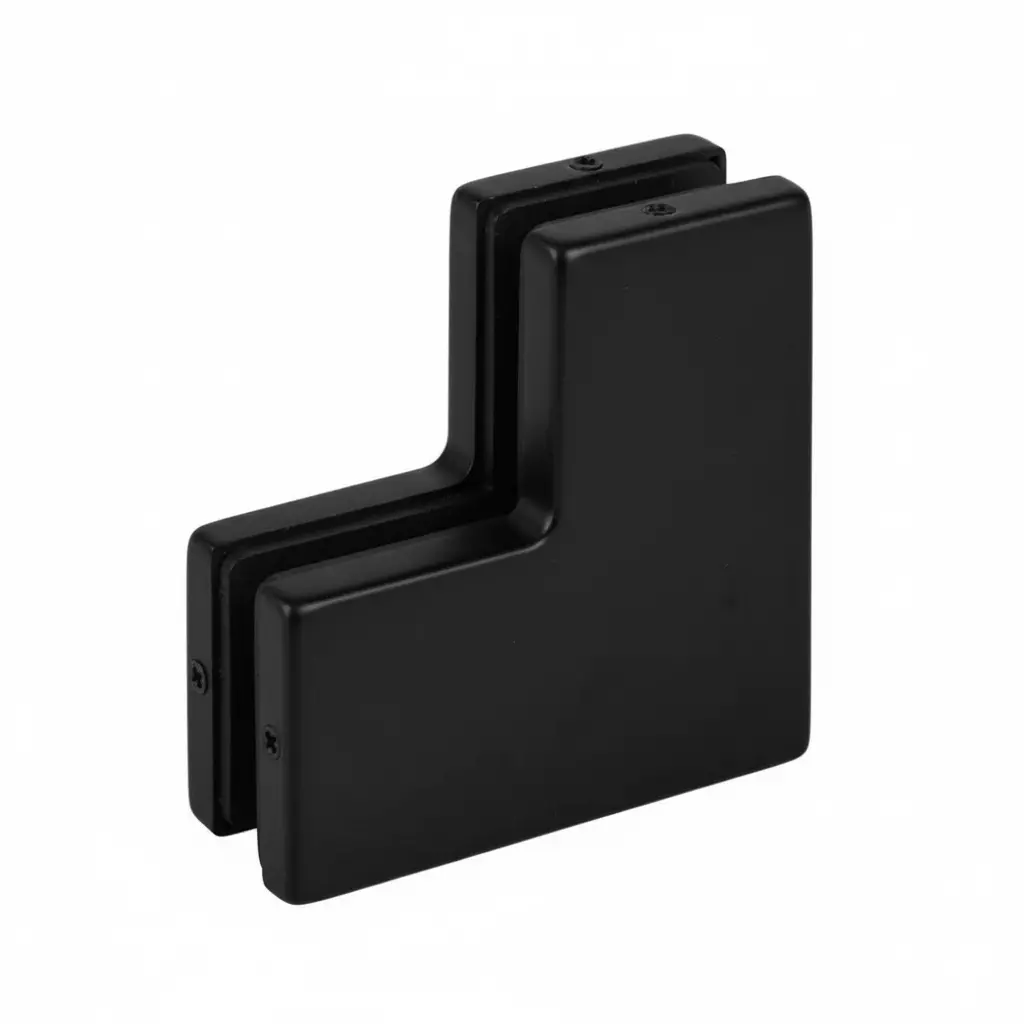 Ebco Corner 'L' Patch without Pivot Black Finish Metal Body for 10-12 mm Glass Thickness, DPF3-02-BL