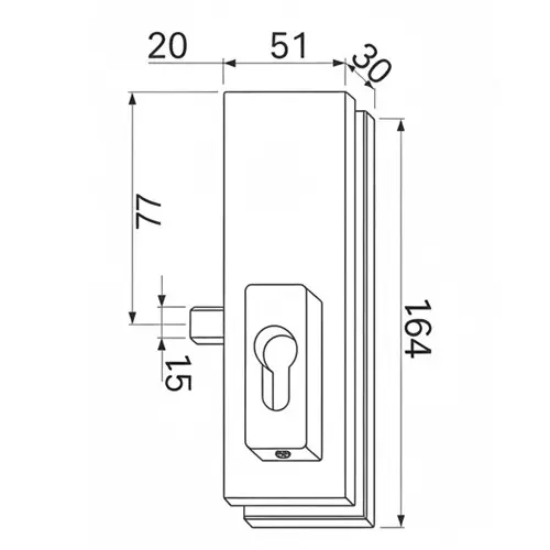 Hettich Counter Lock For Centre Patch Lock HGF 700 Stainless Steel Finish 304 Satin Finish 8-12 mm Glass Thickness, 9228271