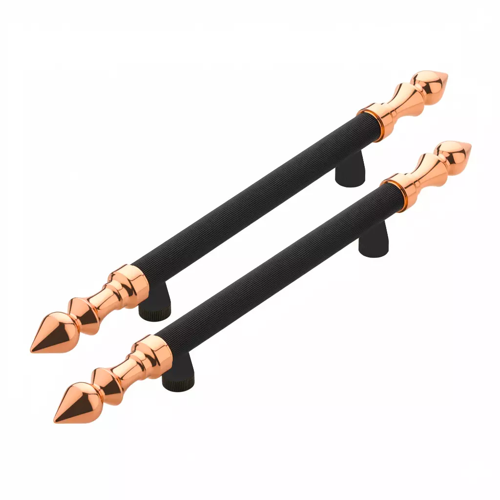 Altitude Main Door Pull Handle Elegance Series Size 450 mm in Metal Body R.Gold/Silk Black Finish for Residential & Commercial Space (Set of 2)