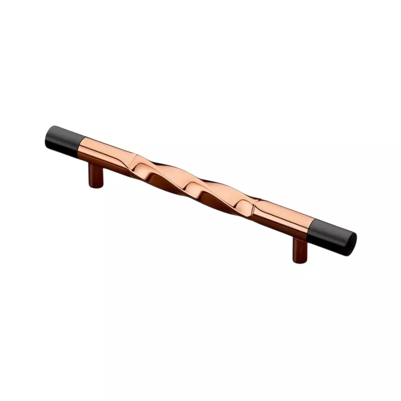 Paras RASSI Main Door Handle 300 mm Hole to Hole Distance Stainless Steel Material Black + Rose Gold Finish, PE-314