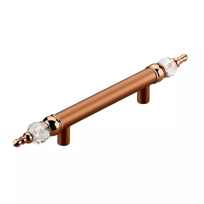 Paras CRYSTAL Main Door Handle 200 mm Hole to Hole Distance Stainless Steel Material Rosegold T.T Finish, PE-324