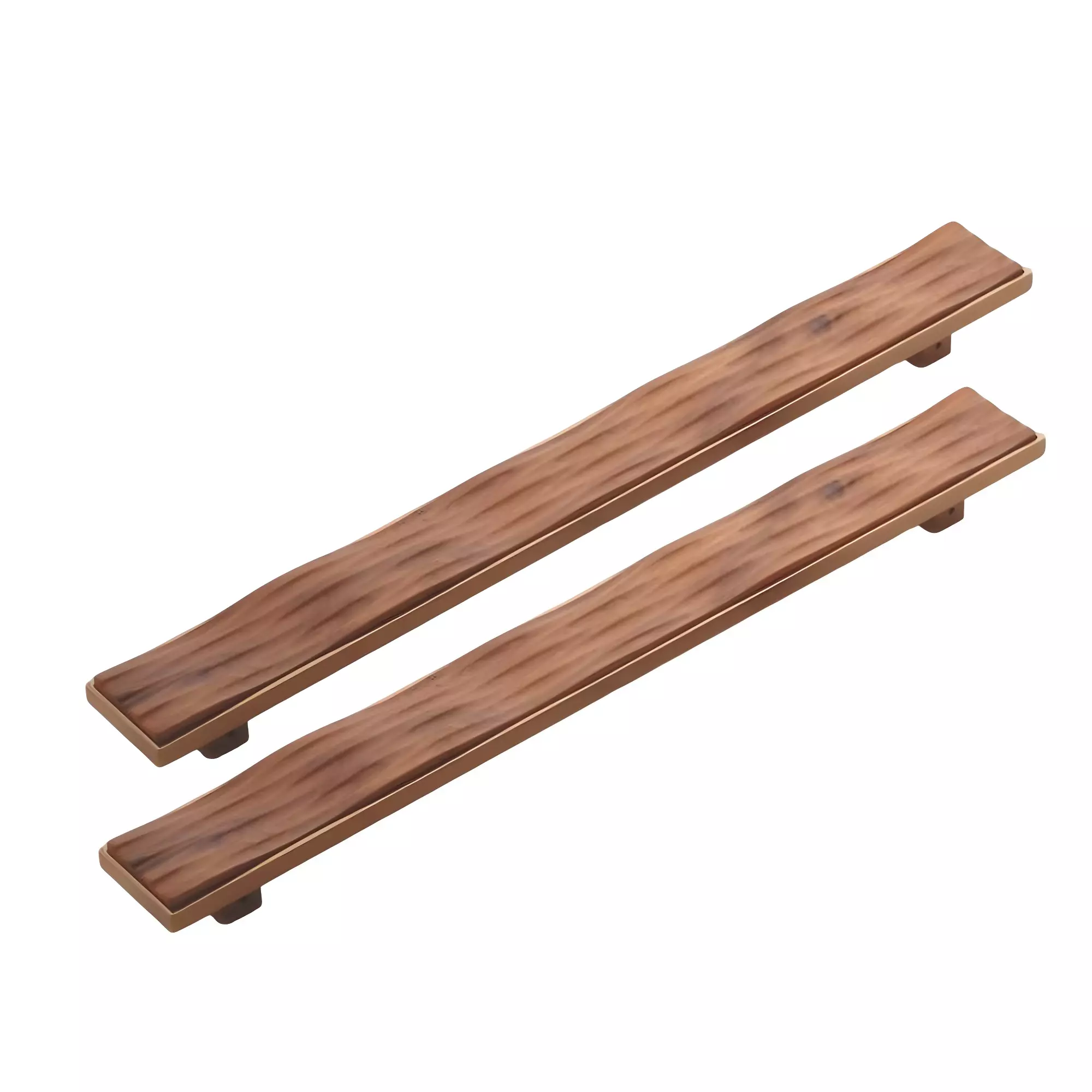 Altitude Main Door Pull Handle Pine Series Size 600 mm in Metal Body PVD RG/Wooden Finish for Residential & Commercial Space (Set of 2)