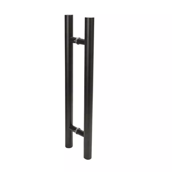 Paras Glass Door Handle H-Type Stainless Steel 300 mm Hole to Hole Distance 25 mm Diameter Black Matt Finish