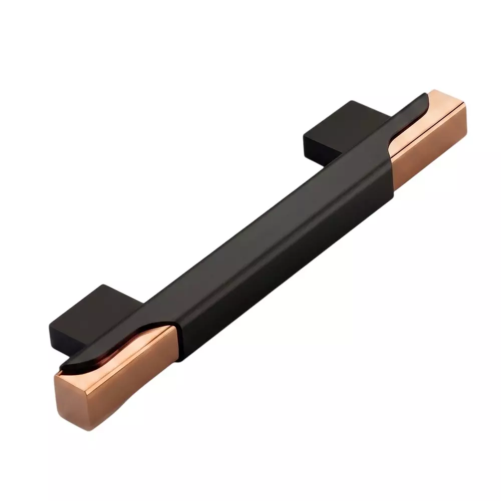Paras BETA Aluminium Main Door Handle Black Matt + PVD Rose Gold Finish PE-322 (Hole to Hole Distance: 200 - 600 mm)