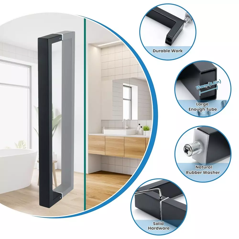 AIDO XL-C Pull Handle Square Shape Glossy Black PVD Finish 25x25 mm Dia Zinc Alloy, XL-C 3051
