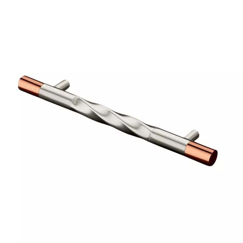 Paras RASSI Main Door Handle 300 mm Hole to Hole Distance Stainless Steel Material S.S + Rose Gold Finish, PE-314