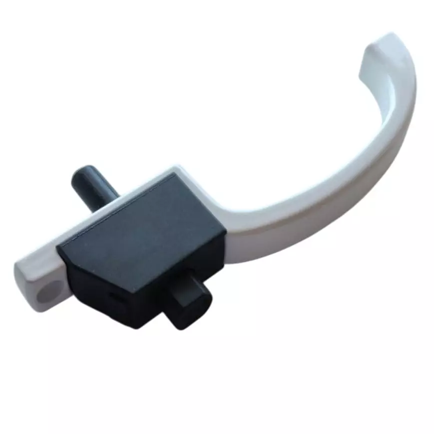 Ebco Window Door Handle With Push Latch White Finish and Size 71x53 mm, WDH1-PL