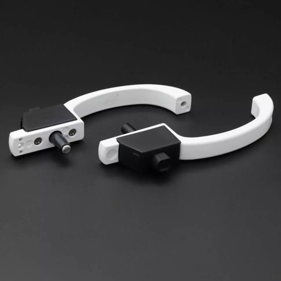 Ebco Window Door Handle With Push Latch White Finish and Size 71x53 mm, WDH1-PL