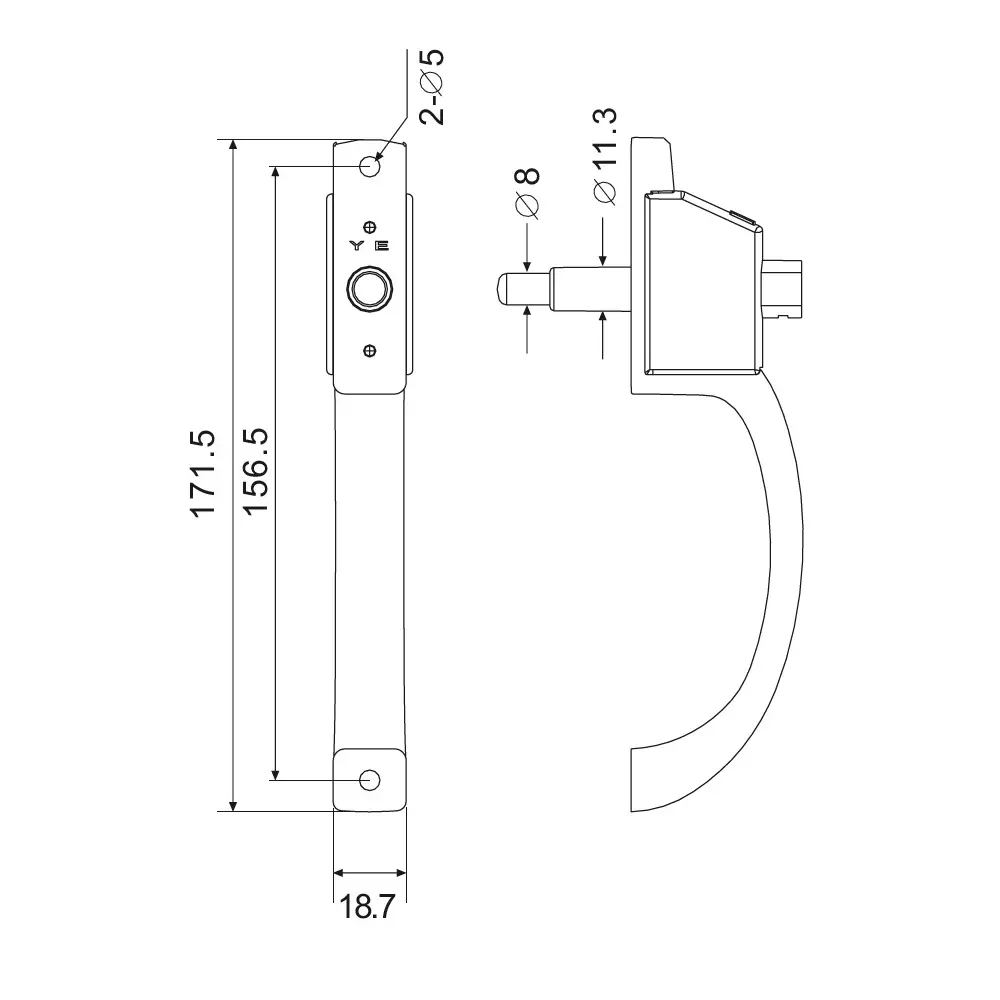Ebco Window Door Handle With Push Latch White Finish and Size 71x53 mm, WDH1-PL
