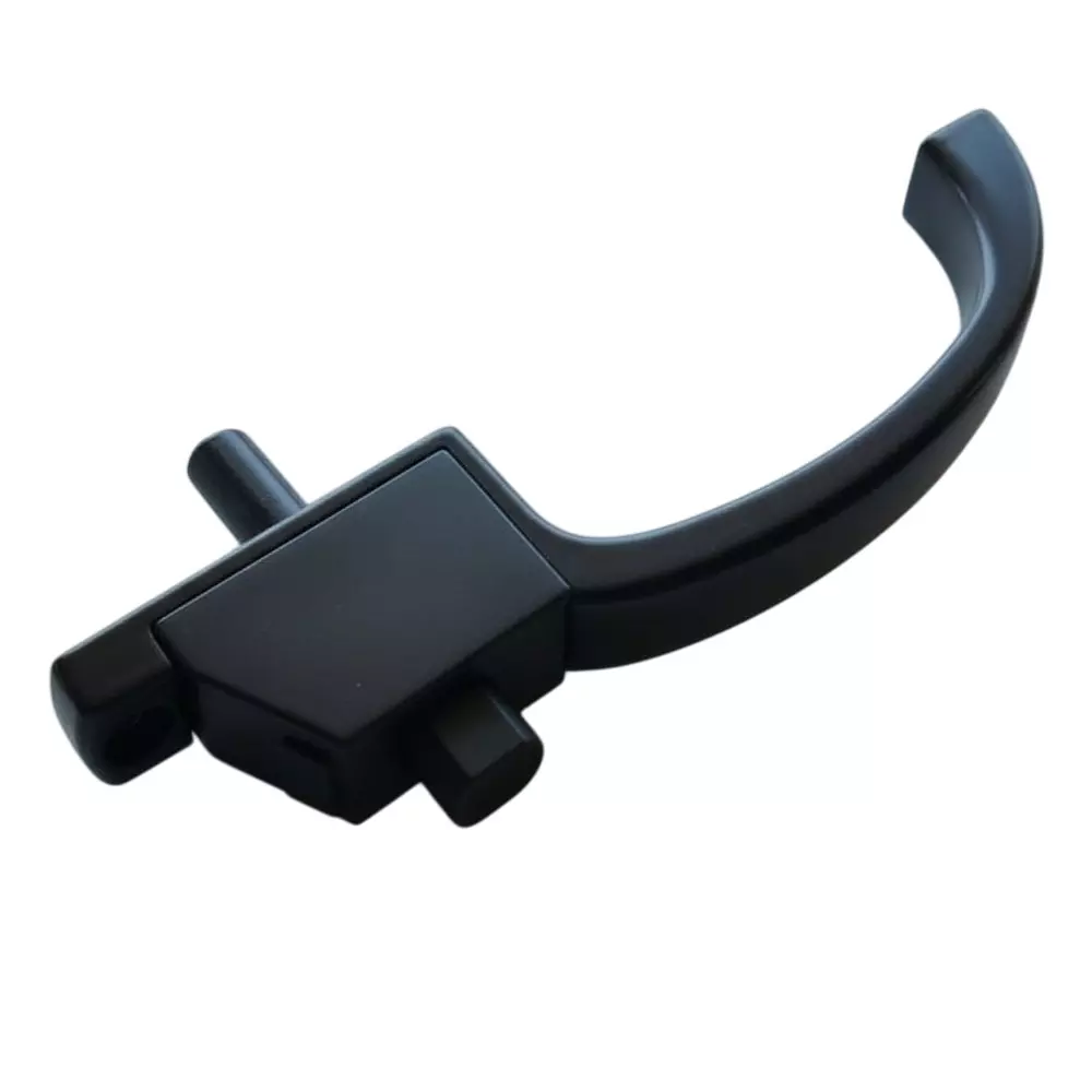 Ebco Window Door Handle With Push Latch Black Finish and Size 71x53 mm, WDH1-PL