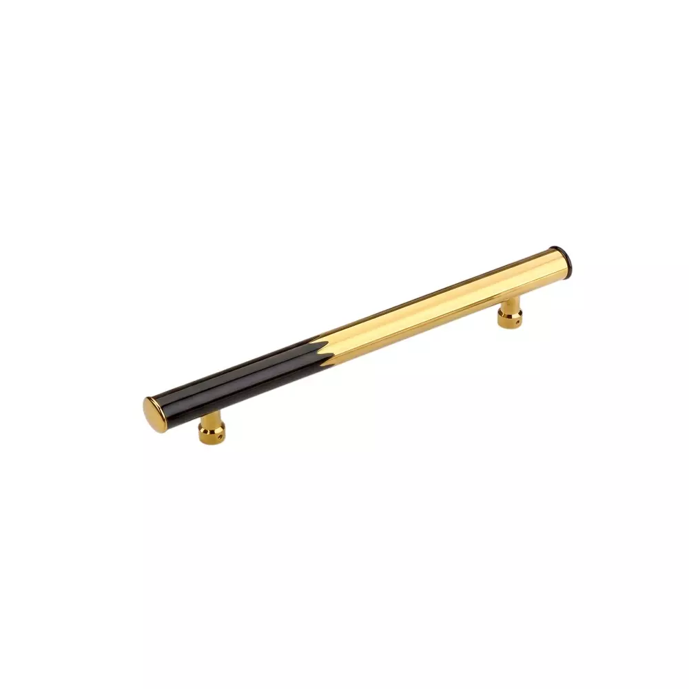 Paras ZIG-ZAG Main Door Handle 300 mm Hole to Hole Distance Stainless Steel Material Gold + Black Finish, PE-330
