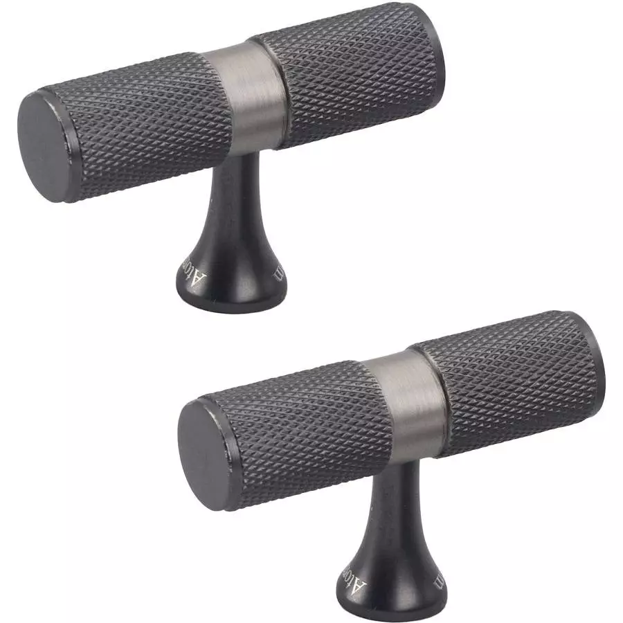 Atom Brass Black and Silver Matte Finish Cabinet/Drawer Handle, KB-BK-TEE-BLK