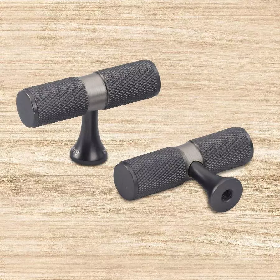 Atom Brass Black and Silver Matte Finish Cabinet/Drawer Handle, KB-BK-TEE-BLK-102 (Pack of 2)