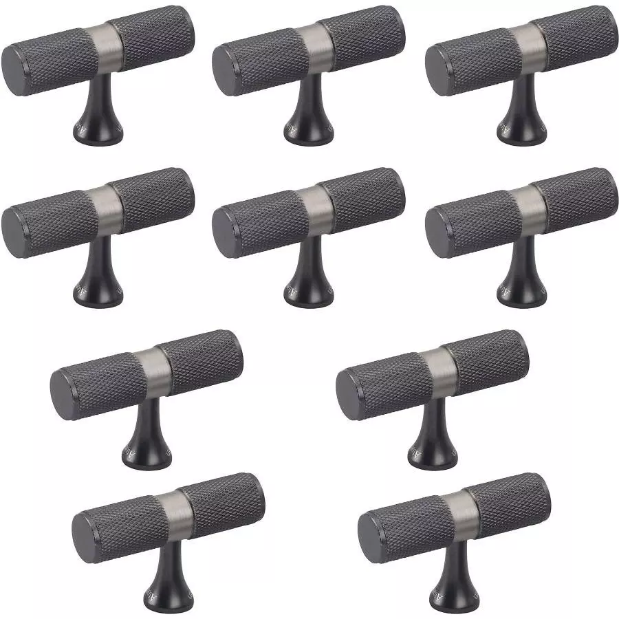 Atom Brass Black and Silver Matte Finish Cabinet/Drawer Handle, KB-BK-TEE-BLK-110 (Pack of 10)