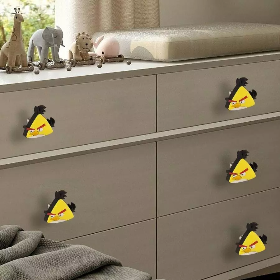 Atom Angrybird Zinc Yellow Matte Finish Cabinet/Drawer Knob, KB-CHILD-ANGRYBIRD-YELLOW-104 (Pack of 4)