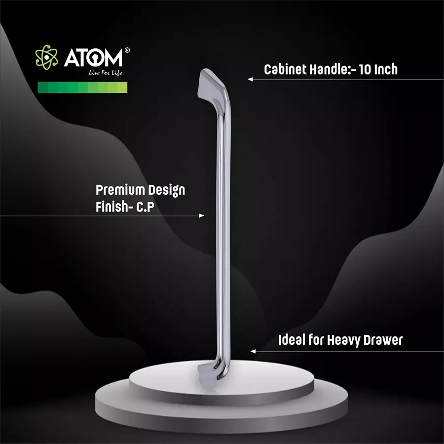 Atom Zinc Silver Glossy Finish Cabinet/Drawer Handle, CH-ZN-228-CP-10-110 (Pack of 10)