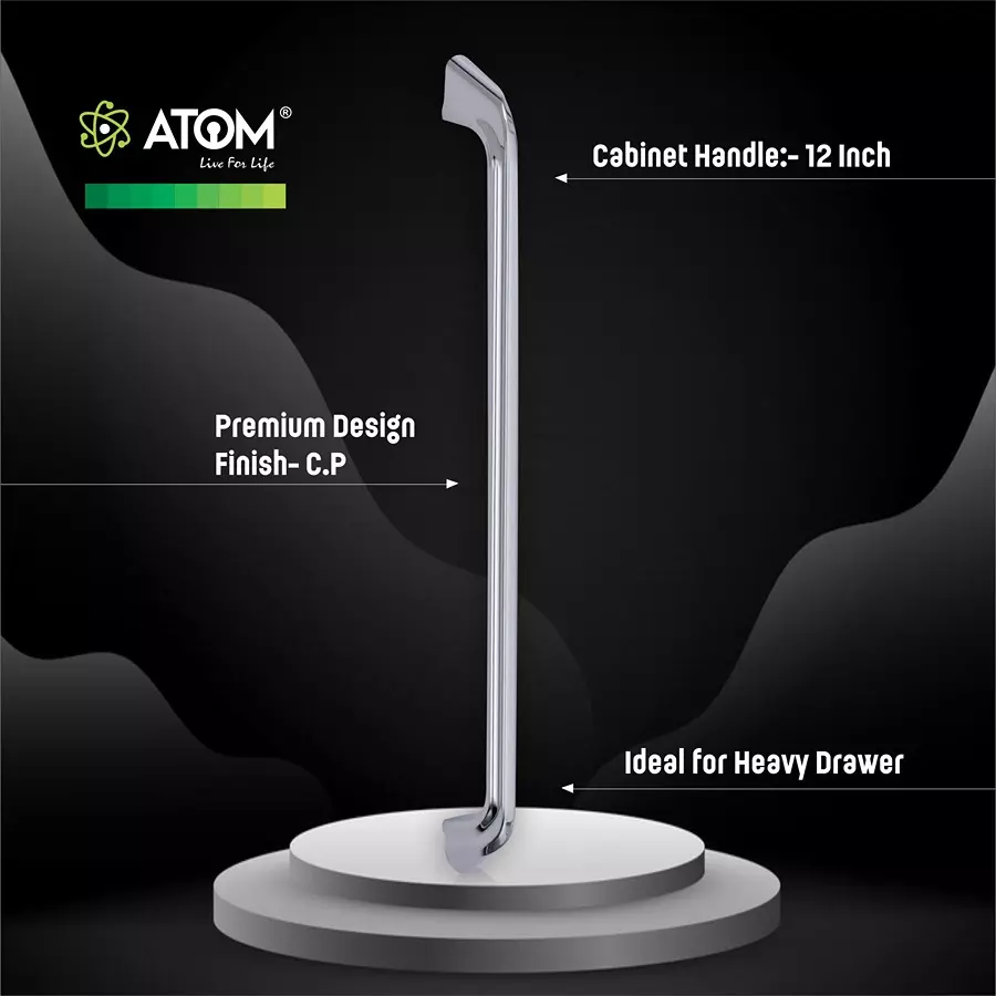 Atom Zinc Silver Glossy Finish Cabinet/Drawer Handle, CH-ZN-228-CP-12-110 (Pack of 10)