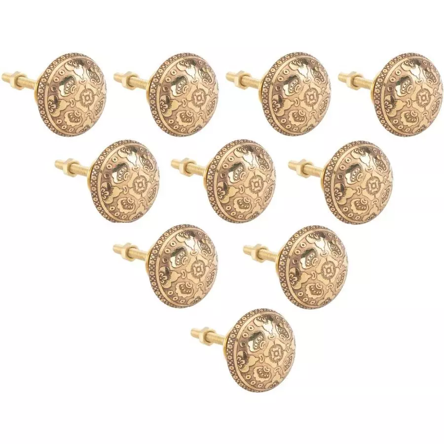 Atom Brass Multicolor Glossy Finish Cabinet/Drawer Knob, KB-BK-ORCHID-MULTI-110 (Pack of 10)