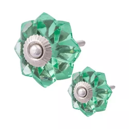 Atom Glass Green Glossy Finish Cabinet/Drawer Knob, SY-GK-MELON-LITEGREEN-102 (Pack of 2)