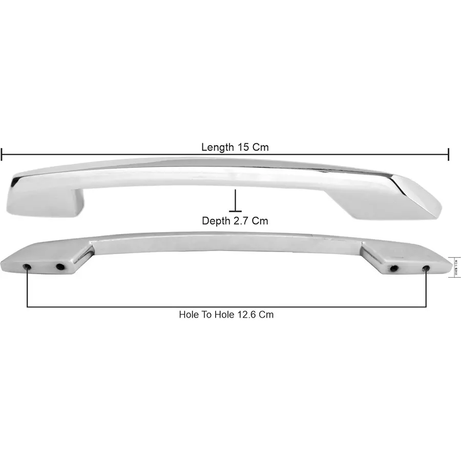 Atom 152.4 mm (6 inch) Zinc Silver Glossy Finish Cabinet/Drawer Handle, CH-545-CPPT-04-104 (Pack of 4)