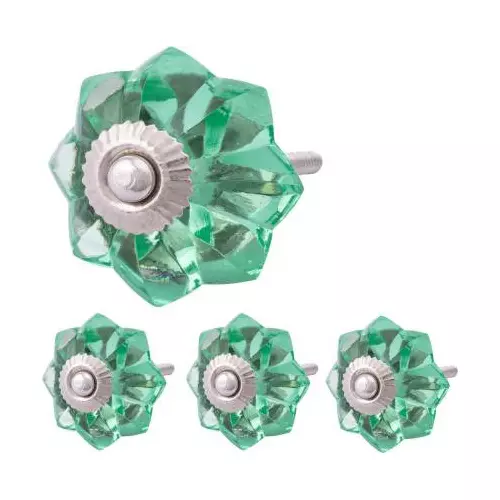 Atom 31.75 mm (1.25 inch) Glass Green Glossy Finish Cabinet/Drawer Knob, GK-MELON-LITEGREEN-4 (Pack of 4)