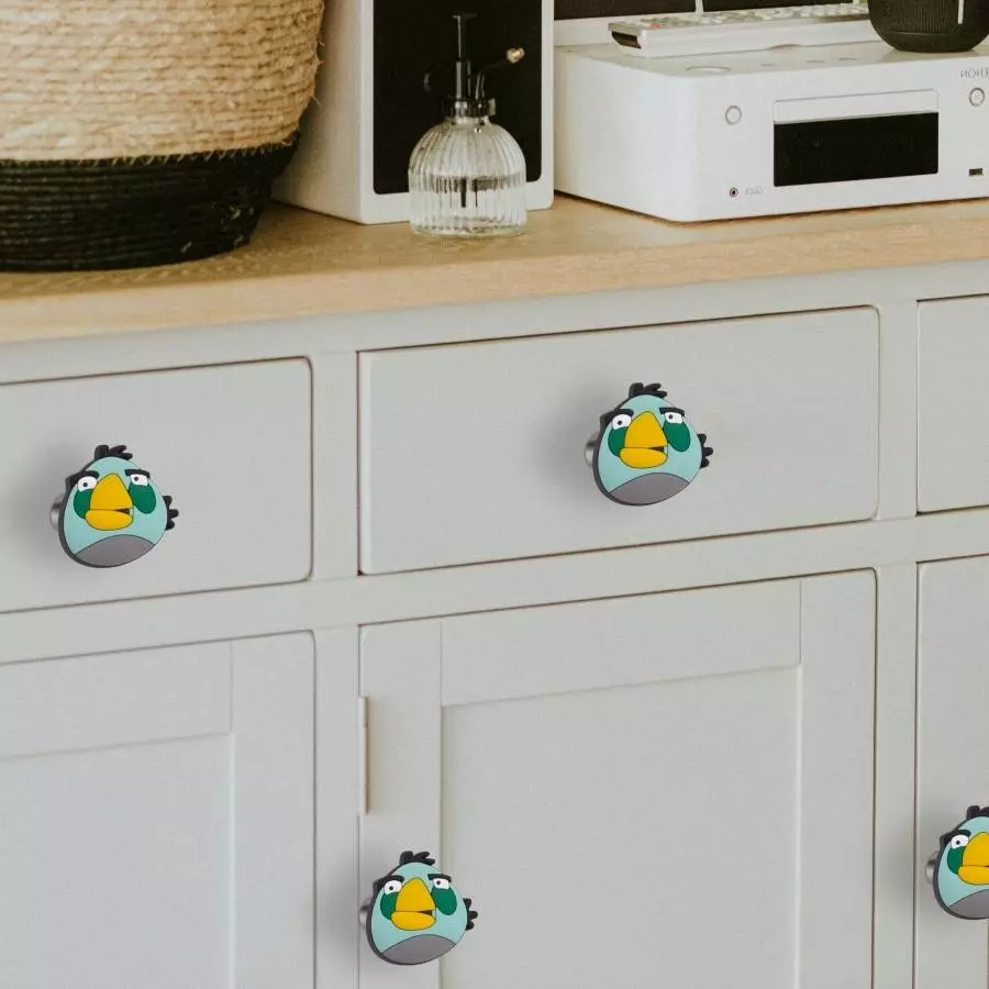 Atom Angrybird Zinc Green Matte Finish Cabinet/Drawer Knob, KB-CHILD-ANGRYBIRD-GREEN-106 (Pack of 6)