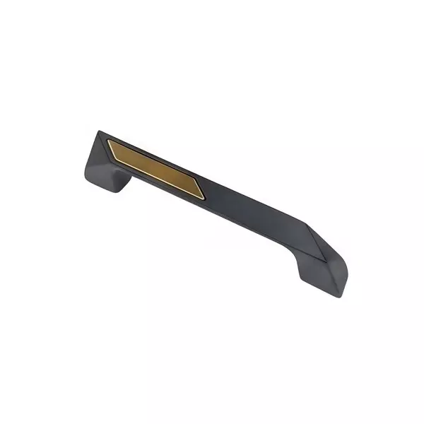 Paras K-2 Zinc Cabinet Handle Black Matt + PVD Gold Finish, 1601 (Hole to Hole Distance: 96 - 224 mm)