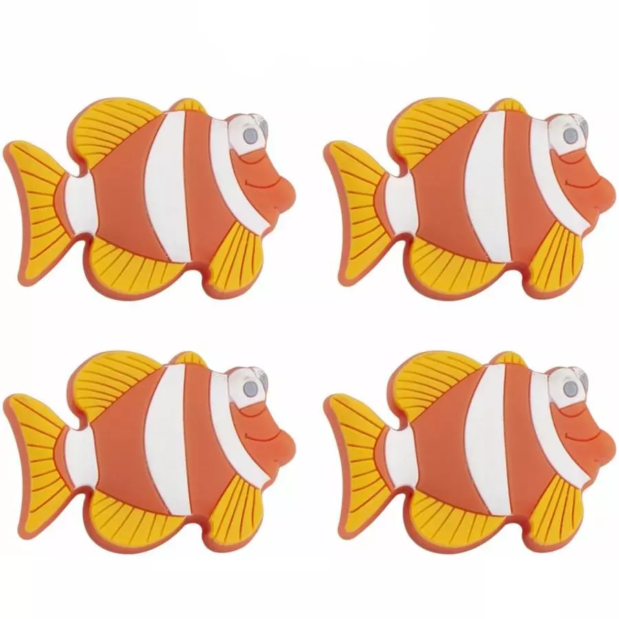 Atom Fish Zinc Orange and White Matte Finish Cabinet/Drawer Knob, KB-CHILD-FISH