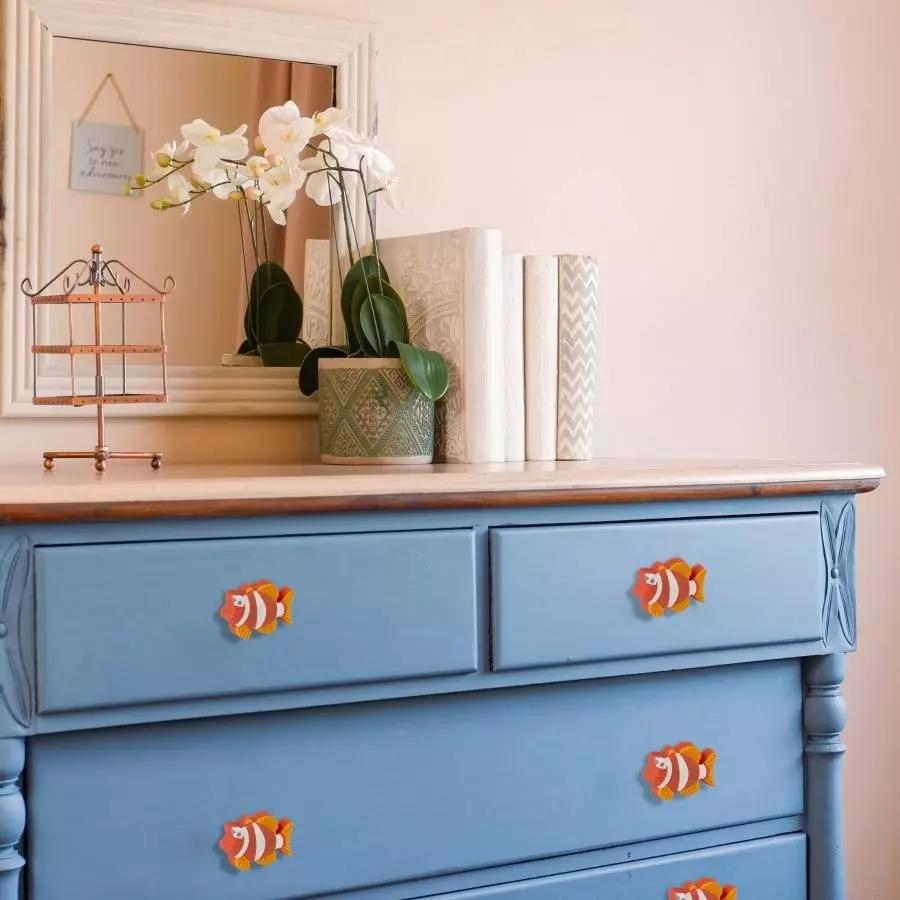 Atom Fish Zinc Orange and White Matte Finish Cabinet/Drawer Knob, KB-CHILD-FISH-104 (Pack of 4)