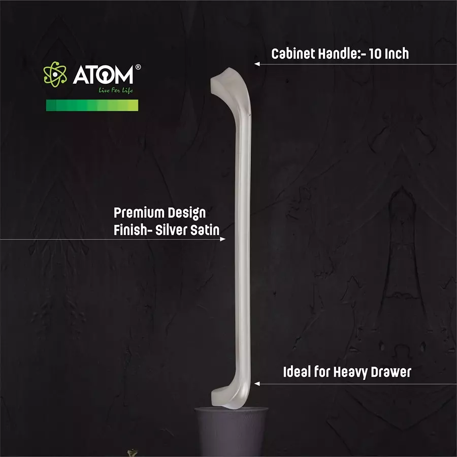 Atom Zinc Silver Glossy Finish Cabinet/Drawer Handle, CH-ZN-227-SS-10-106 (Pack of 6)