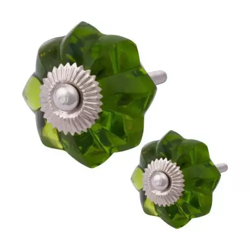 Atom 31.75 mm (1.25 inch) Glass Green Glossy Finish Cabinet/Drawer Knob, GK-MELON-GREEN-2 (Pack of 2)