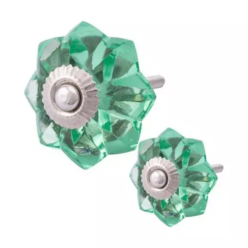 Atom 31.75 mm (1.25 inch) Glass Green Glossy Finish Cabinet/Drawer Knob, GK-MELON-LITEGREEN-2 (Pack of 2)