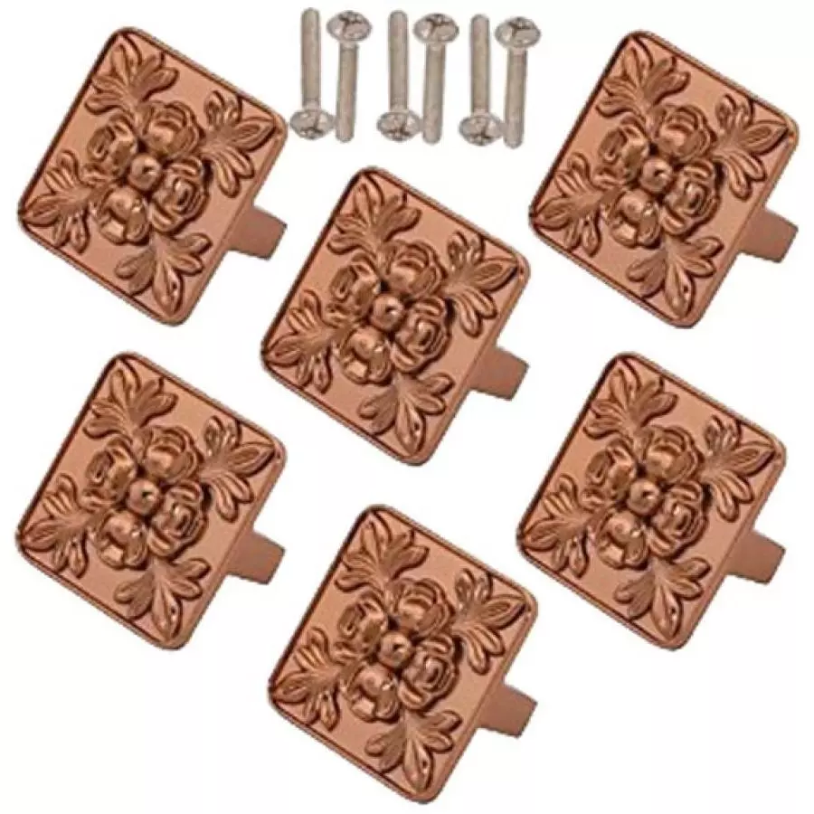 Atom 40.64 mm (1.6 inch) Zinc Copper and Gold Glossy Finish Cabinet/Drawer Knob, SY- ZK-WE611-RG-106 (Pack of 6)