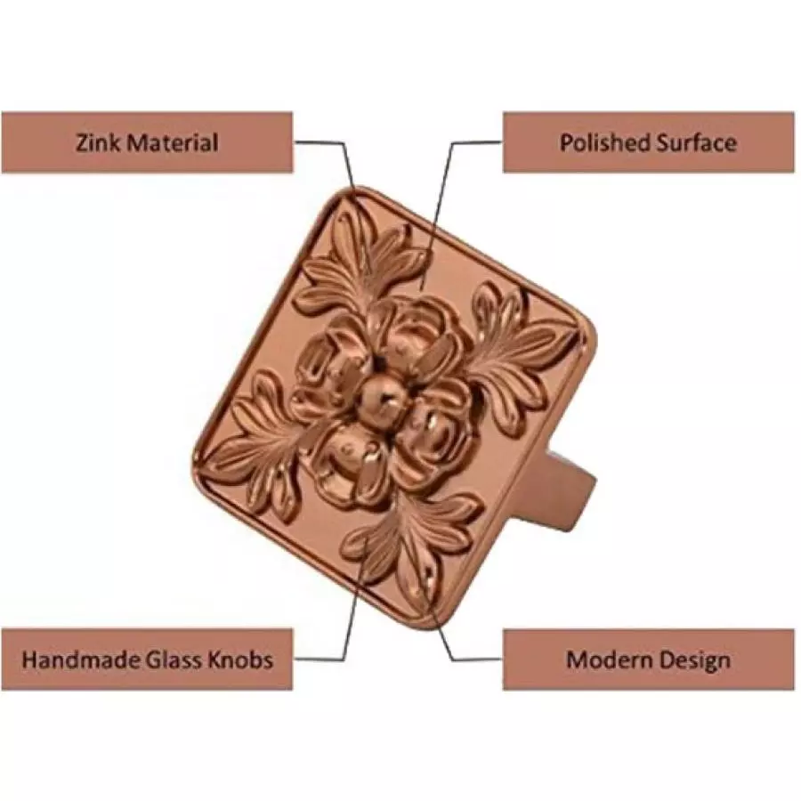 Atom 40.64 mm (1.6 inch) Zinc Copper and Gold Glossy Finish Cabinet/Drawer Knob, SY- ZK-WE611-RG-106 (Pack of 6)