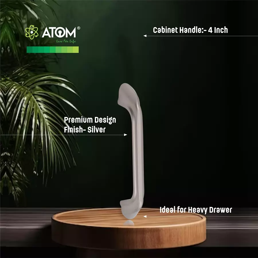 Atom Zinc Silver Glossy Finish Cabinet/Drawer Handle, CH-ZN-228-SS-04-106 (Pack of 6)