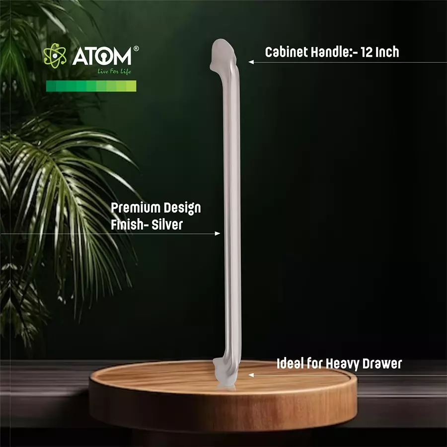 Atom Zinc Silver Glossy Finish Cabinet/Drawer Handle, CH-ZN-228-SS-12-102 (Pack of 2)