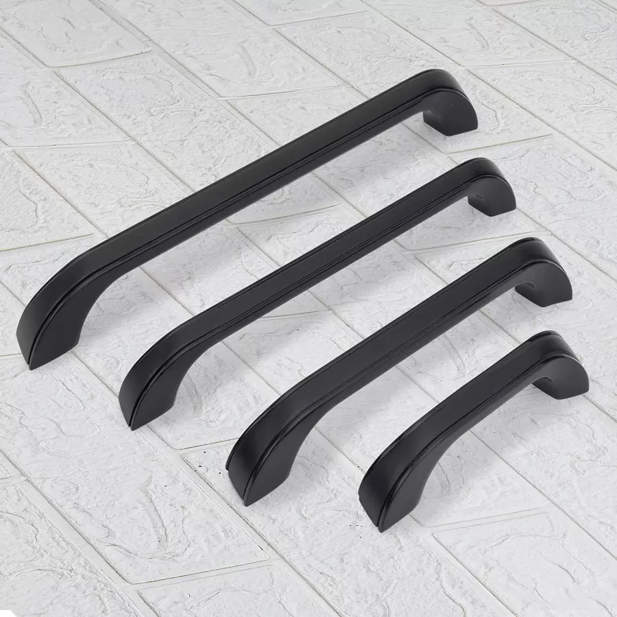 Atom Zinc Black Glossy Finish Cabinet/Drawer Handle, CH-ZN-252-BLK-08-106 (Pack of 6)